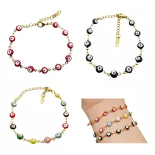 Pulsera Ojo Turco Acero Inoxidable Precio Mayoreo Set 3 Pz