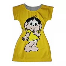 Vestido Infantil Manga Curta Personagens - Maga Liso Yellow