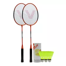 Kit Badminton Completo Vollo Com 2 Raquetes 3 Petecas Nylon