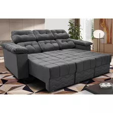 Sofa Itália 2,25 Mts Retrátil E Reclinavel Tecido Suede