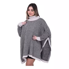 Blusa De Frio Feminino Tricô Moda Inverno Gola Poncho Kimono