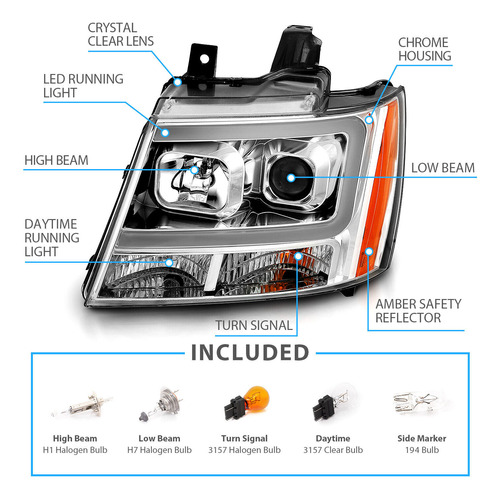 Par Faro Led Drl Chevrolet Tahoe Lt 2009 5.3l Foto 4