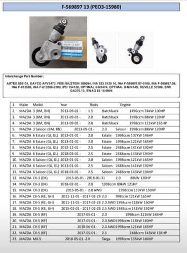 Tensor De Accesorios Mazda 3 , 6 ,cx-3,cx5 L4 2.5l 2014-2018 Foto 4