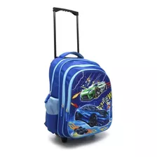 Mochila Carro Trendy Relieve 3d Niños Estilo Urbano Escolar Color Azul - 16772 Diseño De La Tela Cars