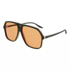 Anteojos De Sol Gucci Gg0734s Con Marco De Acetato Color Verde, Lente Naranja De Cr39, Varilla Verde De Acetato