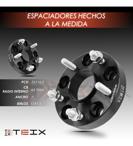 4 Espaciadores Rin 1 PuLG Honda Acura 5x114.3 12x1.5 64.1mm Foto 3