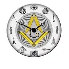 Reloj De Pared Con Simbolos Masonicos De La Brujula Y Cua