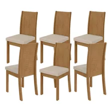 Set X 6 Sillas De Comedor Mdf Asiento Tapizado En Tela