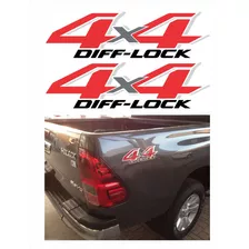 Par Adesivo Lateral Caçamba Toyota Hilux 4x4 Diff-lock 