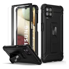 Funda Negra Para Galaxy A12 Con 2 Protectores De Pantalla