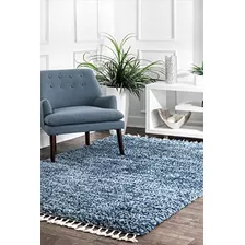 Alfombra Decorativa De Pelo Largo Nuloom Brooke, 2 X 3, Azul