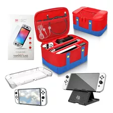 Kit Bolsa Nintendo Switch Oled + Película + Capa + Suporte