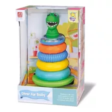 Brinquedo Pirâmide Diver For Baby Argolas C/ Chocalho Dino