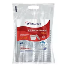 Kit Pote E Tampa Redondo Pp Cristalcopo 250ml C 25 Unidade 