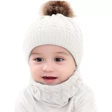 Kit Bebê Infantil Touca Pompom Gorro Gola Lã Inverno Frio