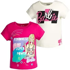 Pack De 2 Camisetas Estampadas De Barbie Big Girls, Blanco/r