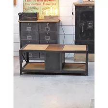 Mesa Ratona Hierro Y Madera Estilo Industrial Mod. Gama