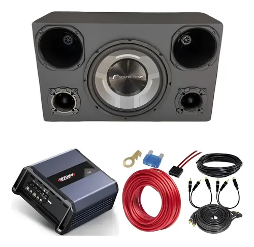 Caixa Som Automotivo Pioneer 12p Duplo + Sd800.4 + Fiaçao800