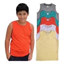 Kit 5 Camiseta Regata Infantil 