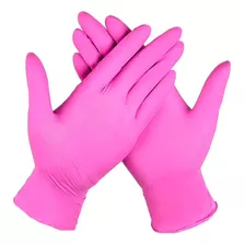 Guantes De Nitrilo Descartables Rosa 10 Pares Talle L