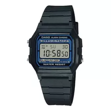 Relógio Casio Digital F-105w-1adf Cor Da Correia Preto Cor Do Bisel Prateado Cor Do Fundo Azul