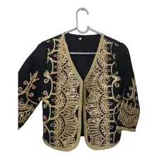 Saco Chaqueta Negra Bordado Dorado