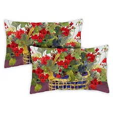 Decorative Red Geranium Basket Spring Summer Flower Flo...