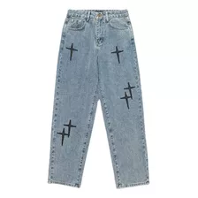 Jeans Masculino Com Ajuste Reto E Cruzado Solto