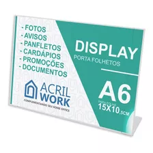 Display Porta Folha Acrílico A6 L Horizontal Balcão Mesa