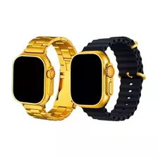 Smartwatch Masculino Com 02 Pulseiras Dourado Js Ultra 49mm 