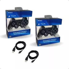 Kit 2 Controles Ps3 Dualshock 3 Modelo Sem Fio Preto Testado