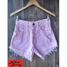 Shorts Jeans Rosa - Cintura Alta