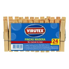 Pinzas Para Ropa De Madera X24 Virutex Color 52028