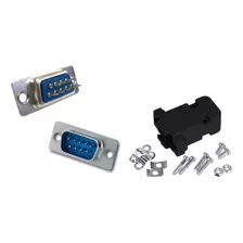 Kit 10 Conector Db9 Macho 9 Pinos E 10 Capas Rs232 Serial