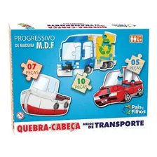 3 Quebra-cabeça Progressivo De Madeira Meios De Transporte 