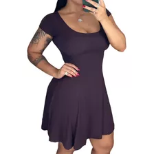 Vestido Curto Soltinho Rodado Feminino Malha Manga Curta 