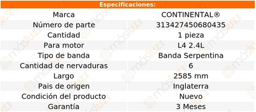 Banda 2585 Mm Acc Magentis P/ Kia L4 2.4l 07/09 Continental Foto 5