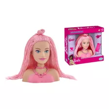 Boneca Barbie Busto 4 Acessórios Personalizar Cabelo Rosa