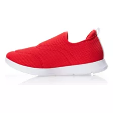 Tenis Lycra Soft Feminino Comfortflex Cor Vermelho Desenho Do Tecido Geométrico Tamanho 34