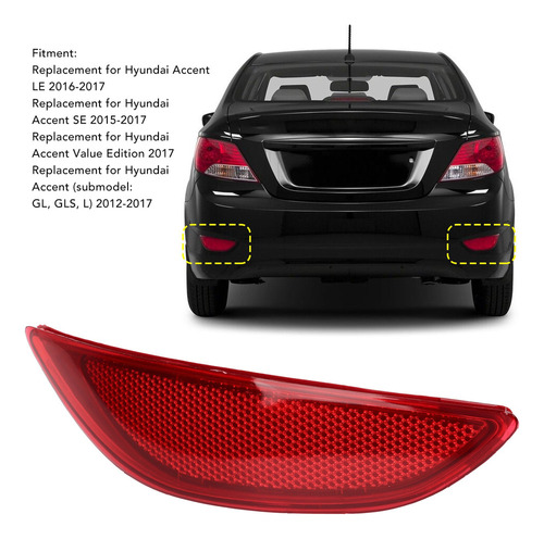 Reflector De Parachoques Trasero Rojo Para Hyundai Accent . Foto 2