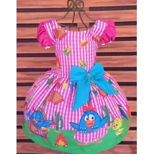 Vestido Festa Junina Galinha Pintadinha Rosa