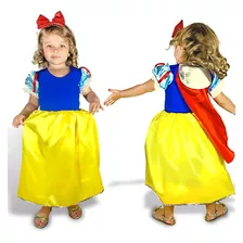 Vestido Fantasia Branca De Neve Disney Infantil Menina Novo