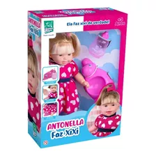Boneca Antonella 35 Cm Faz Xixi Com Penico Super Toys