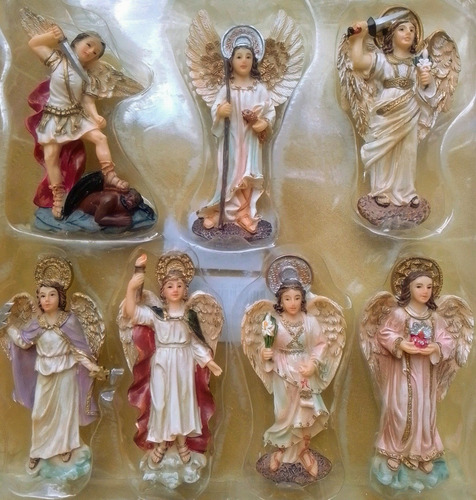 7 Arcangeles, Poliresina, Hojillado, Marca D Angelo, 8,5 Cm