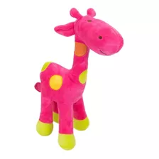 Girafa Rosa Com Pintas Coloridas 34cm - Pelúcia