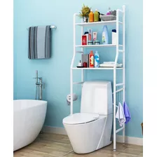 Repisa Baño Muebles Organizador Fierro Portatil Estantes 3 N Color Blanco