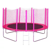 Cama Pula Pula 3,05m Rosa Pink Fechamento Zíper 180kg Cor Da Lona De Salto Preto Cor Da Proteção De Molas Rosa-chiclete