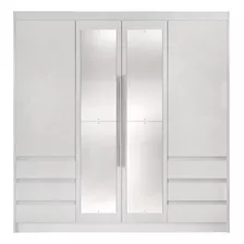 Placard Ropero 4 Puertas 6 Cajones - 212x217x051 - Triunfo Color Blanco Brillo Con Blanco Brillo