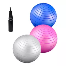 Bola De Pilates Suíça 55 Cm Com Bomba Ginastica Yoga Cor Cinza