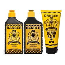 Kit Shampoo, Condicionador E Balm Danger Barba Forte